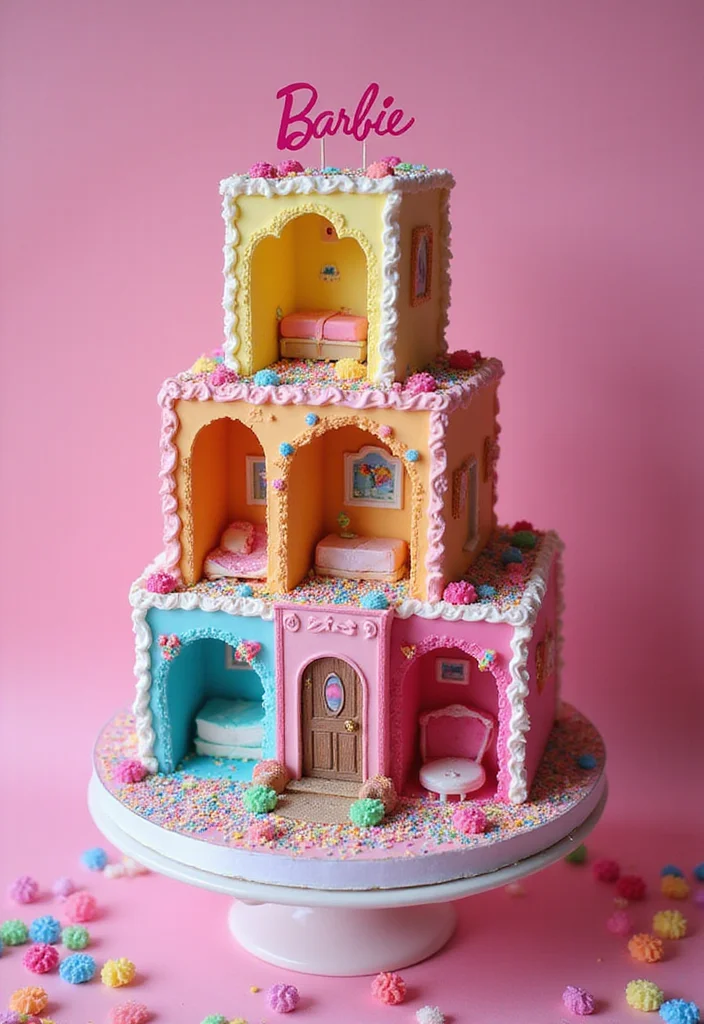 17 Creative Barbie Cake Ideas That Will Make Your Party Shine (Wait Until You See #9!) - 2. Barbie Dreamhouse Cake
