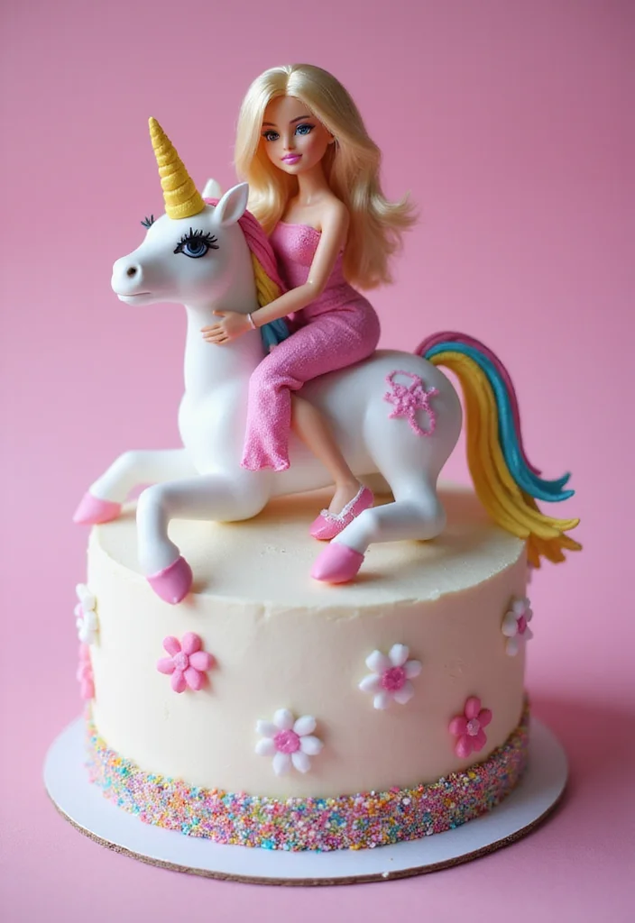 17 Creative Barbie Cake Ideas That Will Make Your Party Shine (Wait Until You See #9!) - 6. Barbie Unicorn Cake