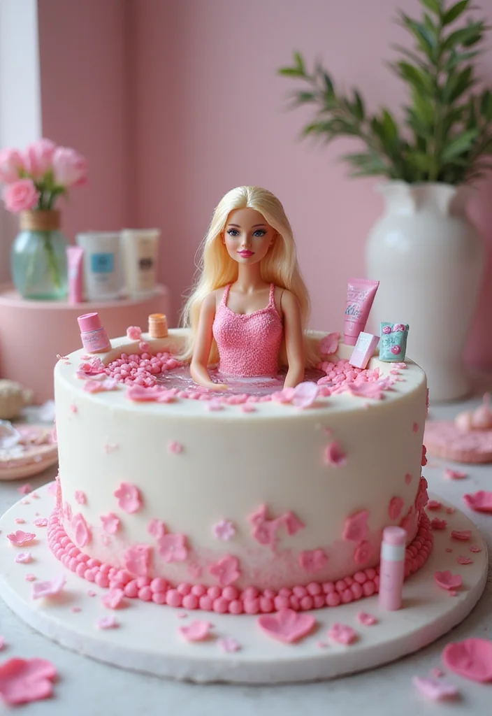 17 Creative Barbie Cake Ideas That Will Make Your Party Shine (Wait Until You See #9!) - 7. Barbie Spa Day Cake