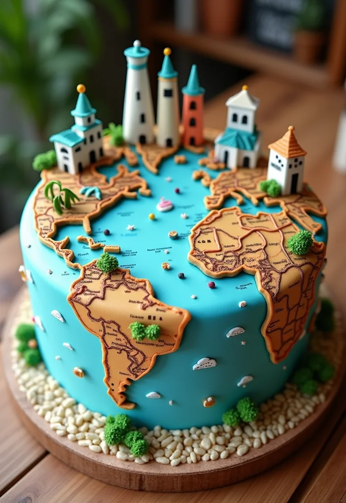 19 Groom Cake Ideas Every Groom Will Love (Especially #5!) - 12. Travel Map Cake