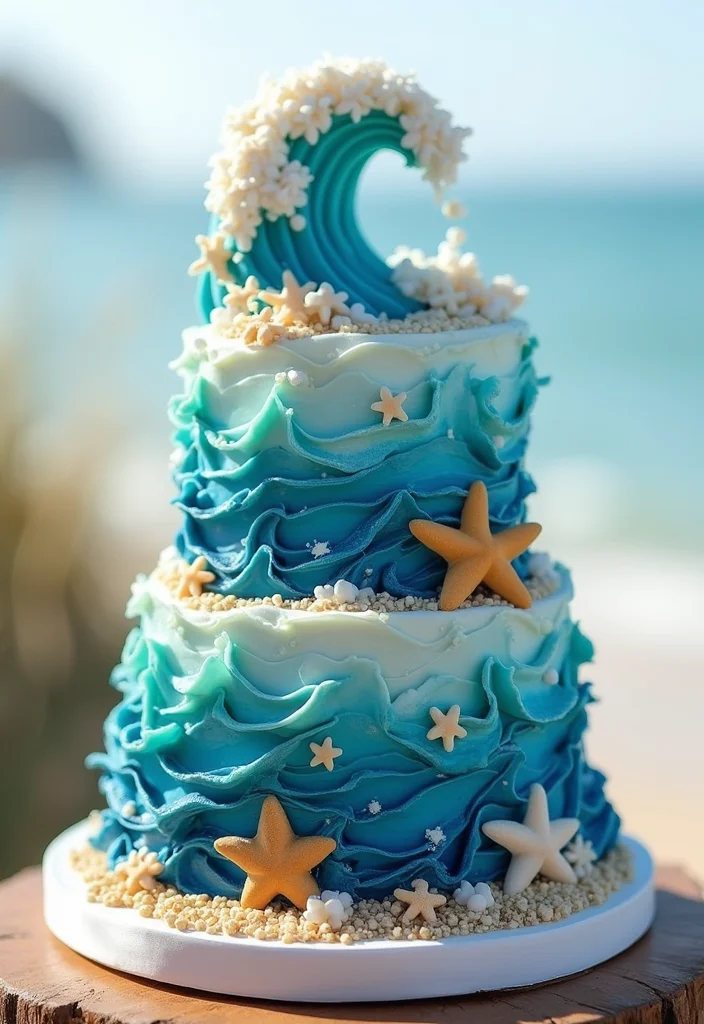 19 Groom Cake Ideas Every Groom Will Love (Especially #5!) - 17. Ocean Wave Cake