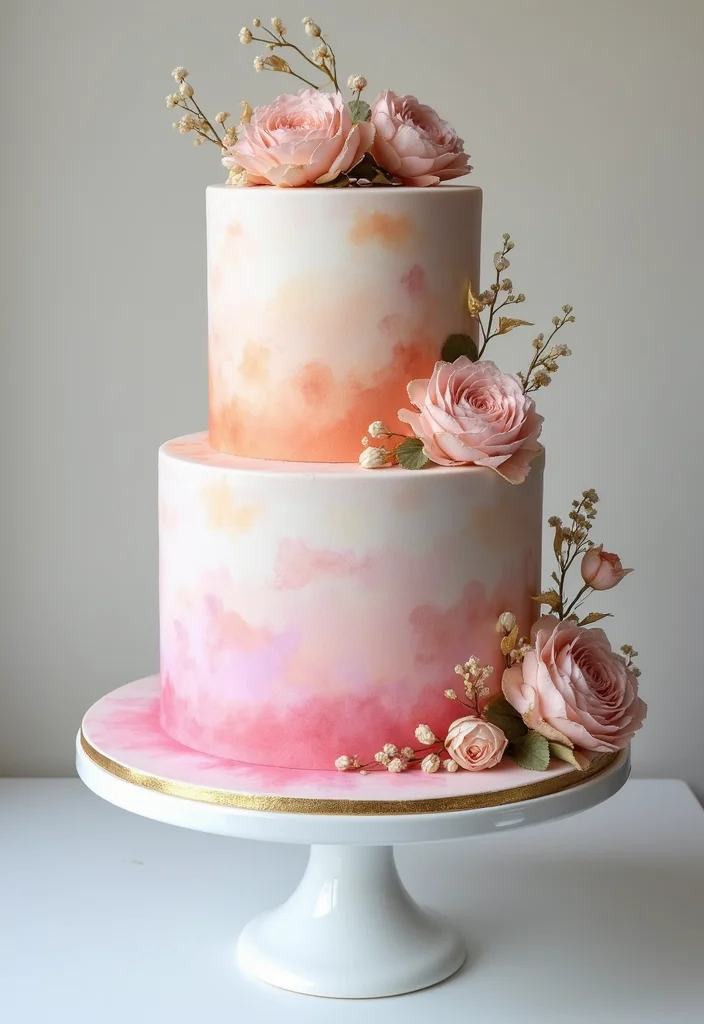 19 Top Modern Wedding Cake Ideas That Will Make Your Celebration Stand Out (Don't Miss #8!) - 1. Watercolor Elegance