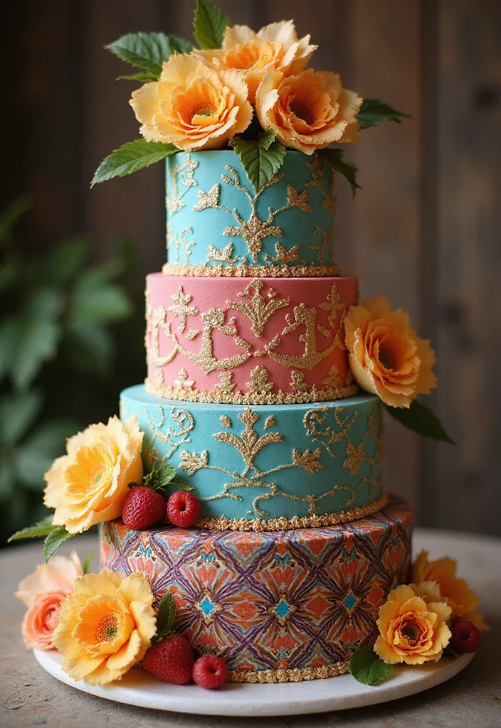 19 Top Modern Wedding Cake Ideas That Will Make Your Celebration Stand Out (Don't Miss #8!) - 17. Cultural Infusions