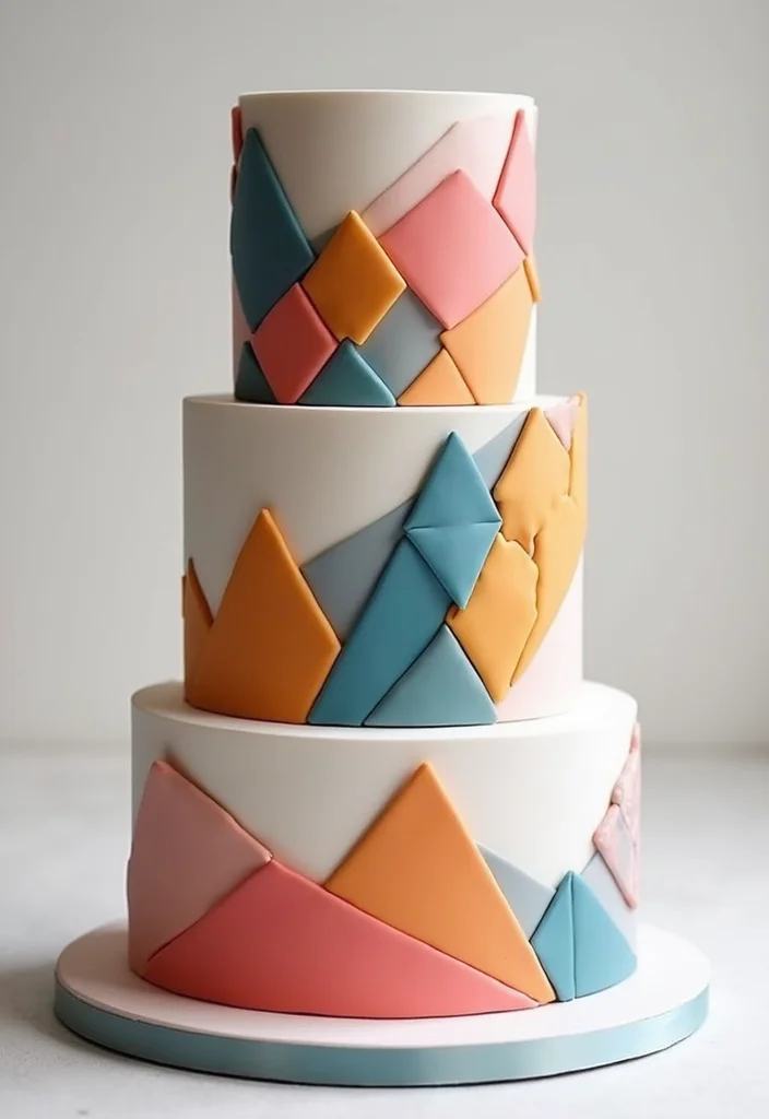 19 Top Modern Wedding Cake Ideas That Will Make Your Celebration Stand Out (Don't Miss #8!) - 2. Geometric Patterns