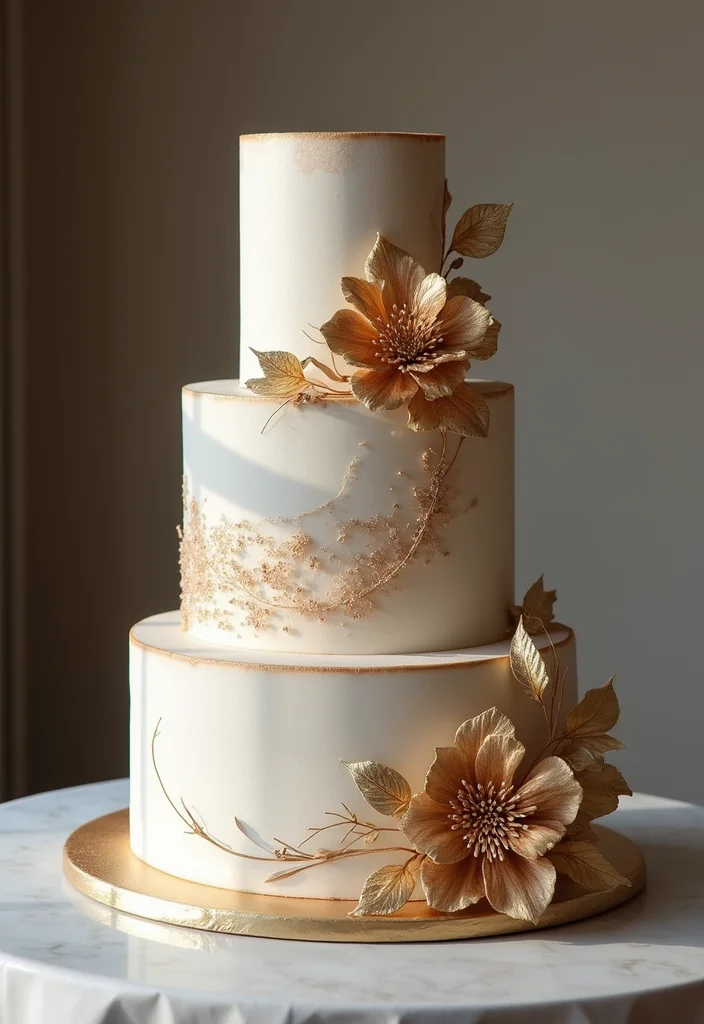 19 Top Modern Wedding Cake Ideas That Will Make Your Celebration Stand Out (Don't Miss #8!) - 4. Metallic Accents