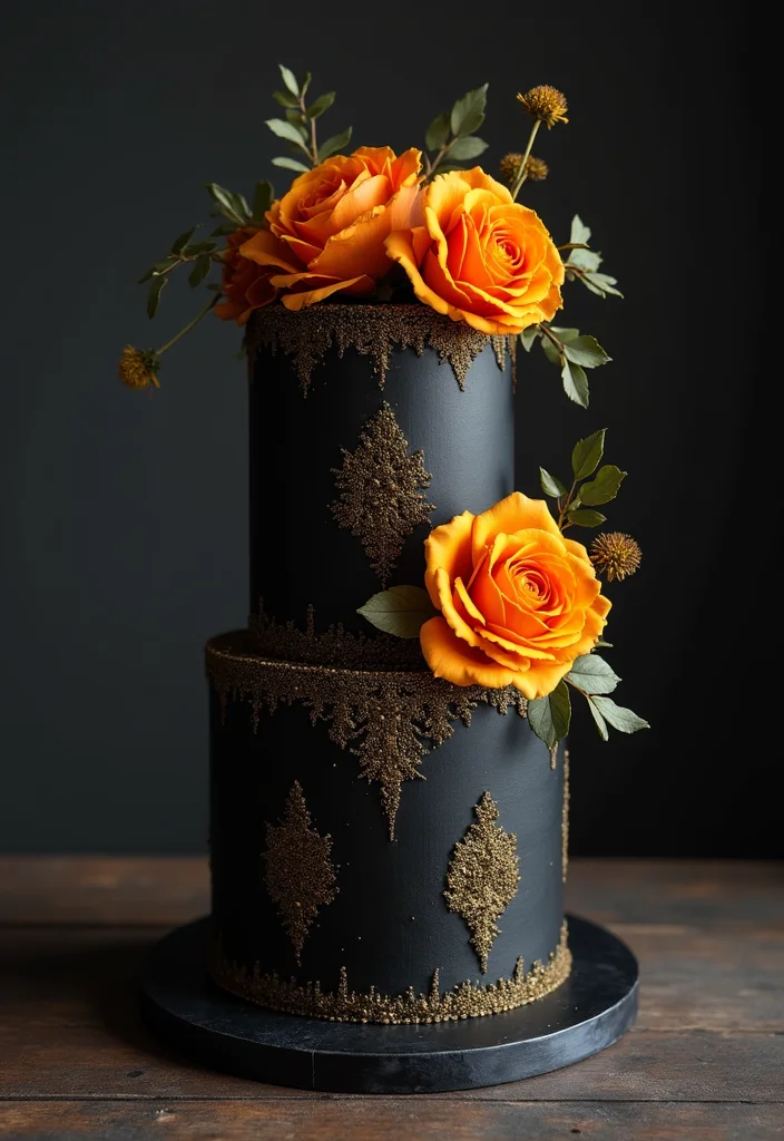 19 Top Modern Wedding Cake Ideas That Will Make Your Celebration Stand Out (Don't Miss #8!) - 7. Bold Black