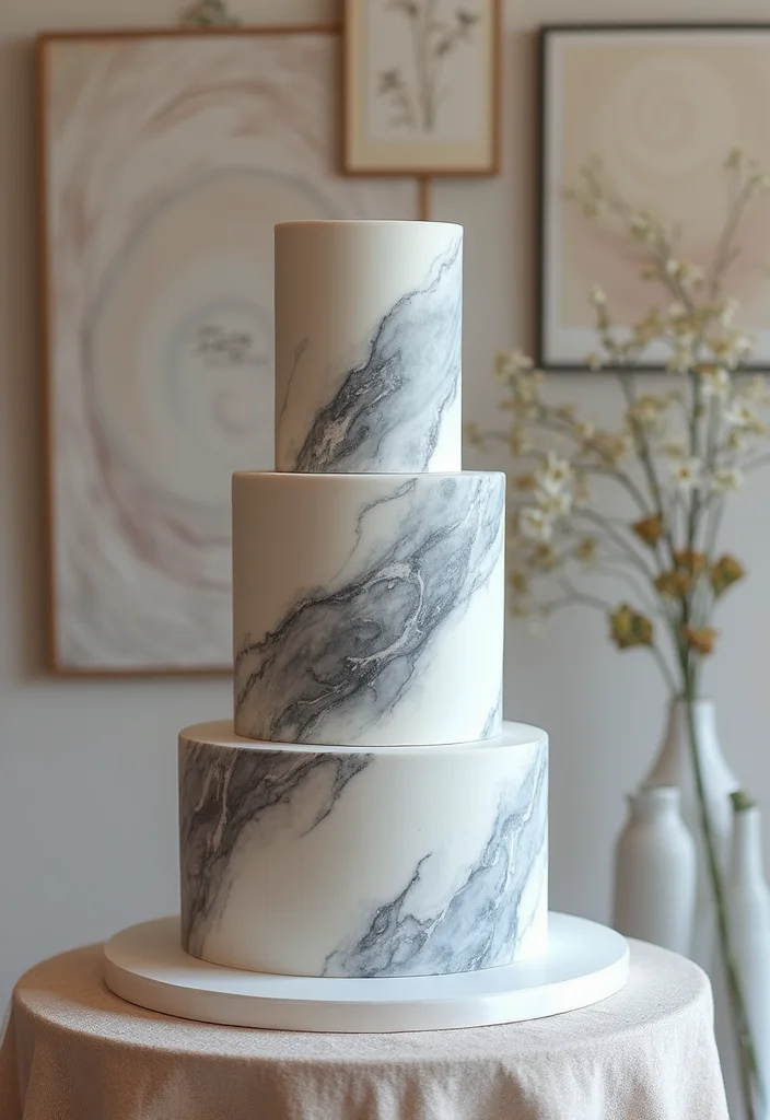 21 Colorful Bride Cake Ideas That Will Make Your Wedding Pop! - 10. Marble Magic