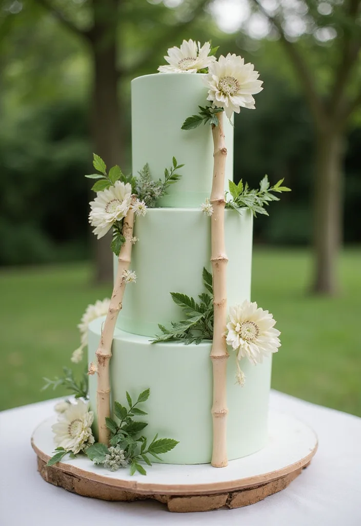 21 Colorful Bride Cake Ideas That Will Make Your Wedding Pop! - 15. Bamboo Chic