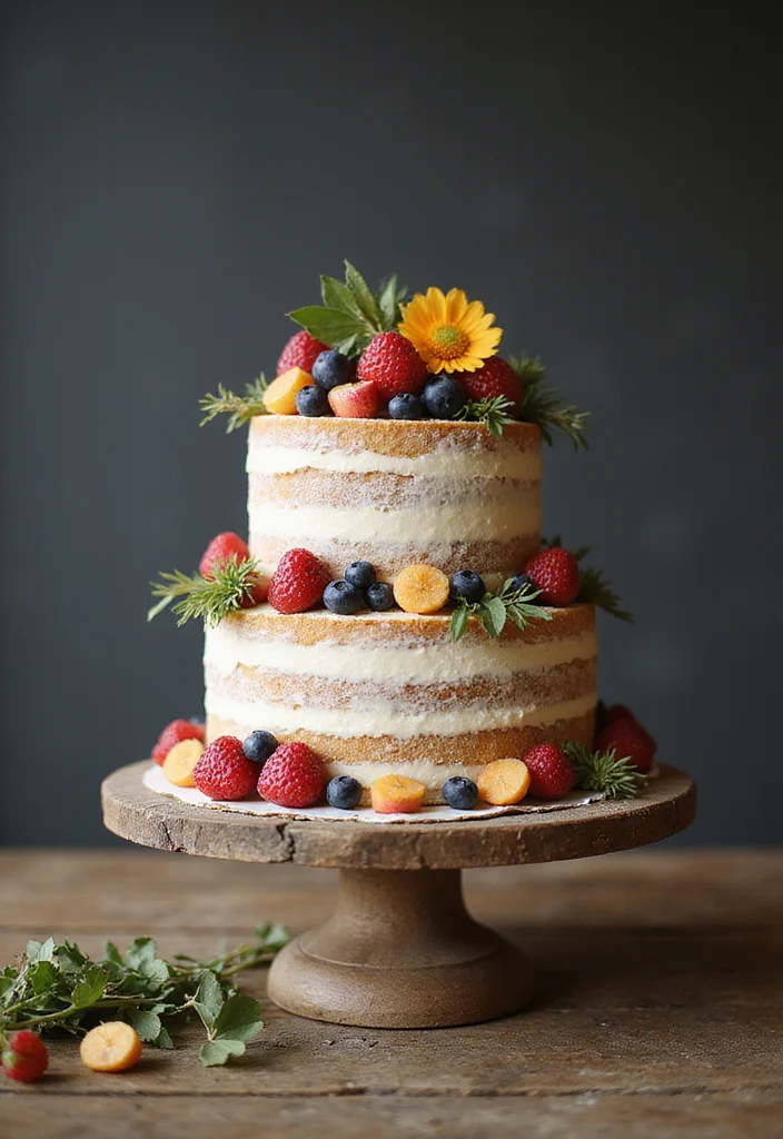 21 Colorful Bride Cake Ideas That Will Make Your Wedding Pop! - 16. Rustic Charm