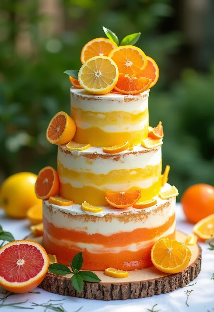 21 Colorful Bride Cake Ideas That Will Make Your Wedding Pop! - 3. Splash of Citrus