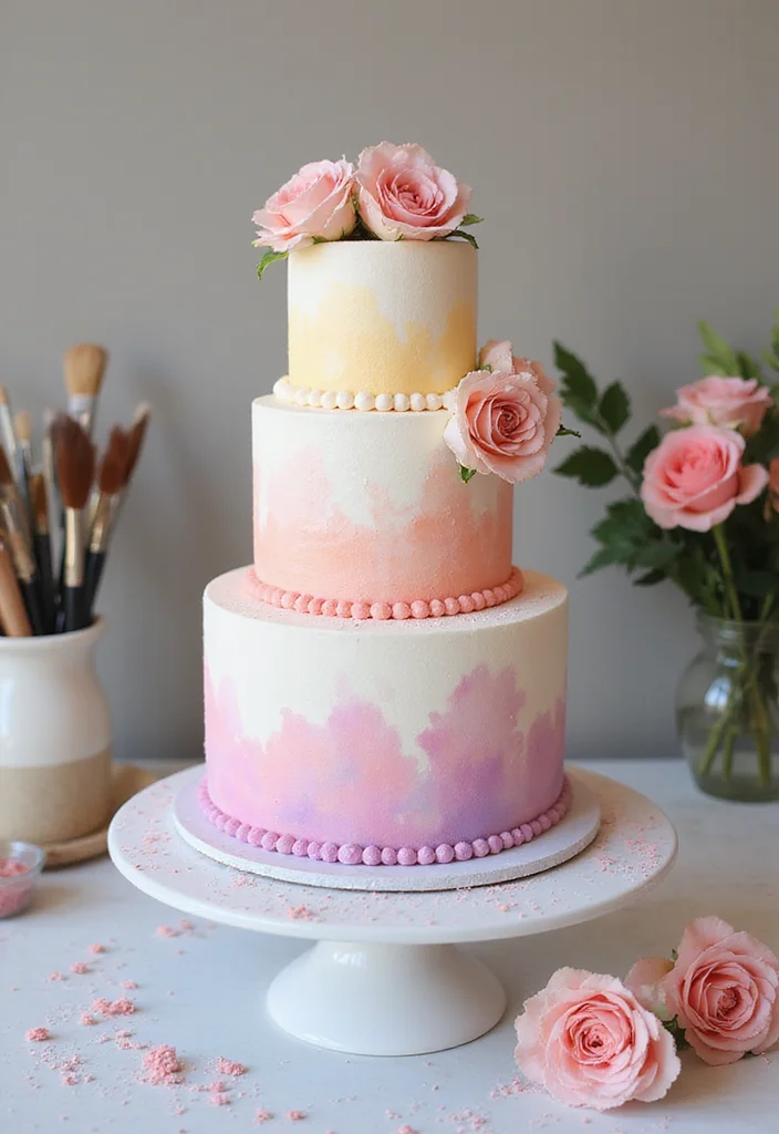 21 Colorful Bride Cake Ideas That Will Make Your Wedding Pop! - 4. Whimsical Watercolor