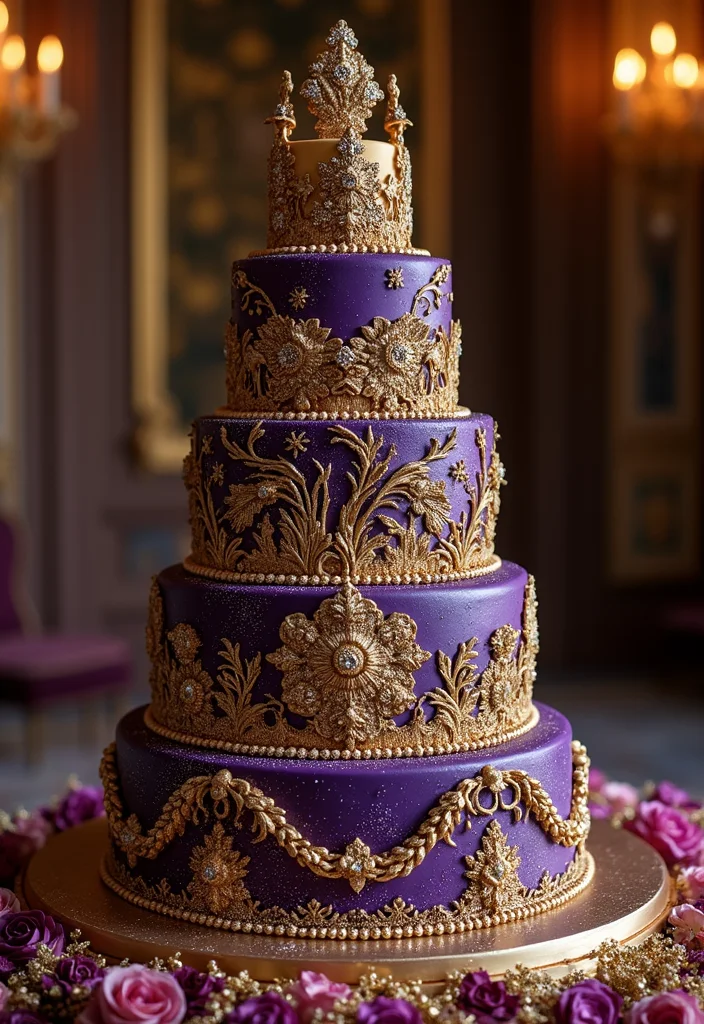 21 Colorful Bride Cake Ideas That Will Make Your Wedding Pop! - 5. Jewel Toned Masterpiece