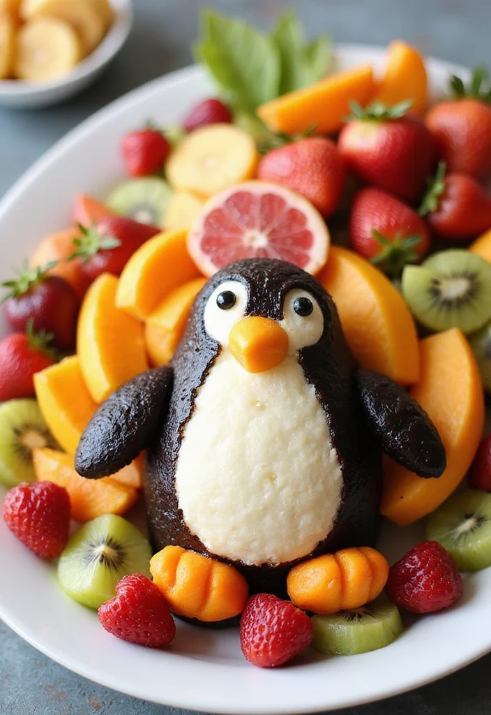 21 Step-by-Step Penguin Cake Ideas That Even Beginners Can Master! - 11. Festive Penguin Fruit Cake