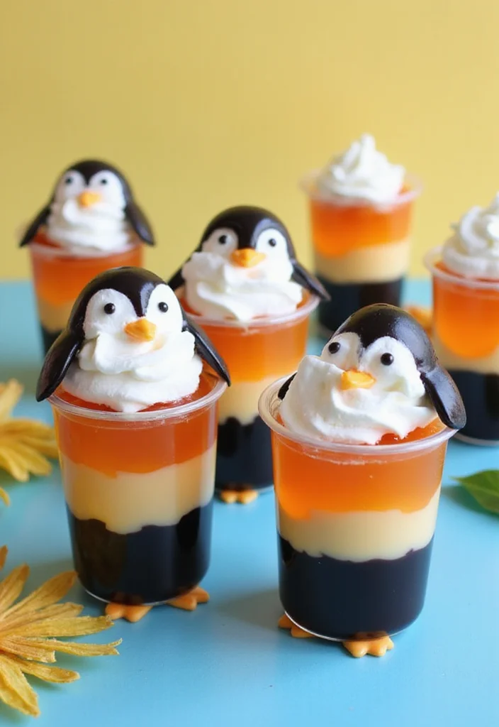 21 Step-by-Step Penguin Cake Ideas That Even Beginners Can Master! - 18. Penguin-themed Jello Cups