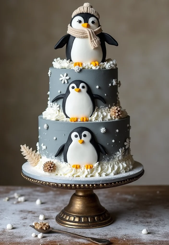 21 Step-by-Step Penguin Cake Ideas That Even Beginners Can Master! - 4. Isn’t It Cute? Penguin Layer Cake