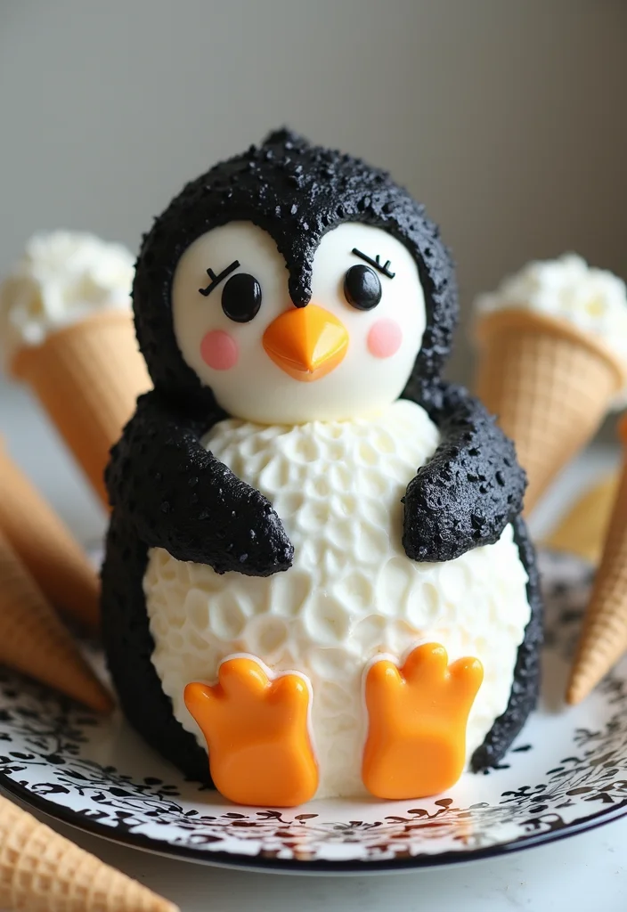 21 Step-by-Step Penguin Cake Ideas That Even Beginners Can Master! - 6. Penguin-themed Ice Cream Cake