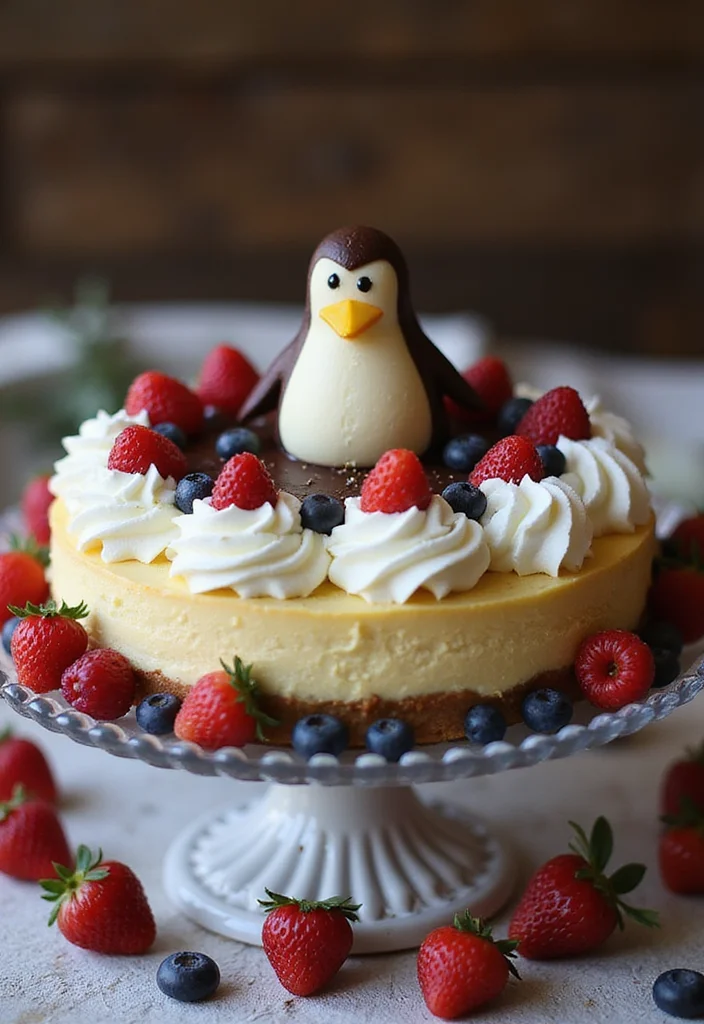21 Step-by-Step Penguin Cake Ideas That Even Beginners Can Master! - 8. Unique Penguin Cheesecake