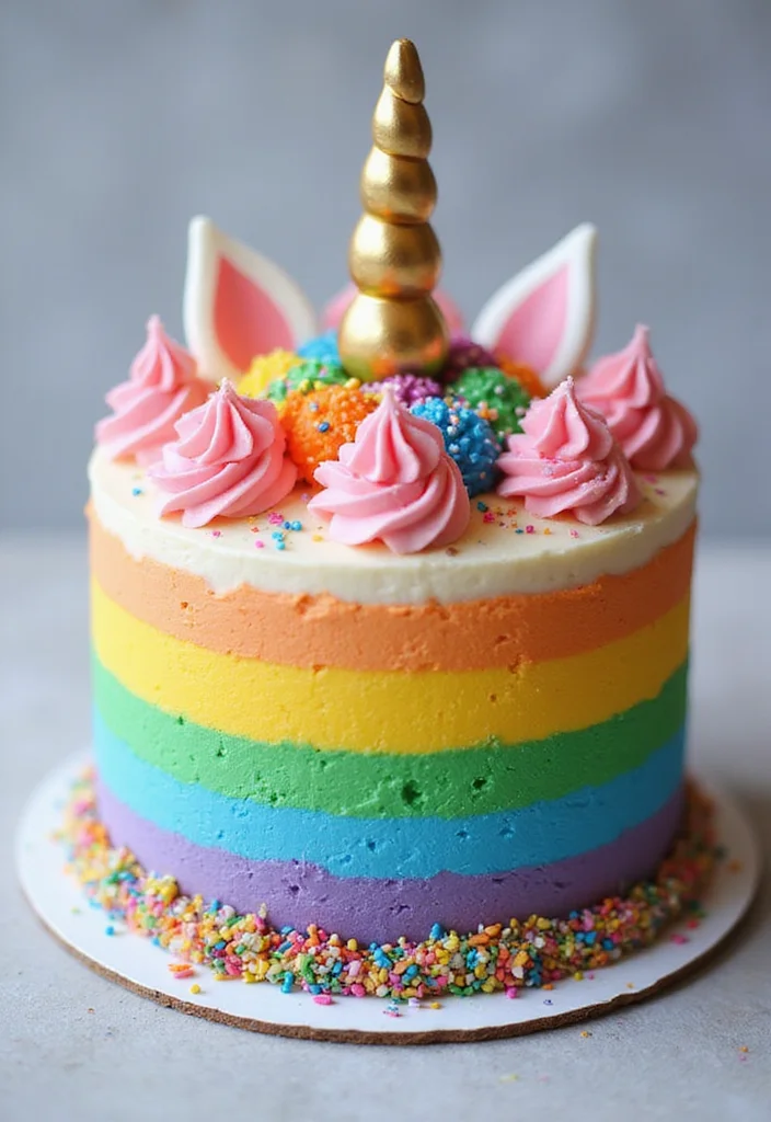 22 Kids Cake Designs That'll Be the Highlight of Their Birthday Party (Wait for #14!) - 1. Rainbow Unicorn Delight