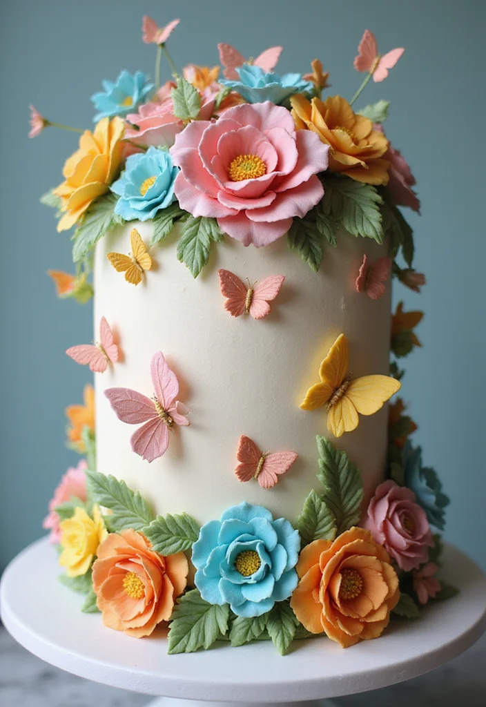 22 Kids Cake Designs That'll Be the Highlight of Their Birthday Party (Wait for #14!) - 11. Butterfly Garden Cake