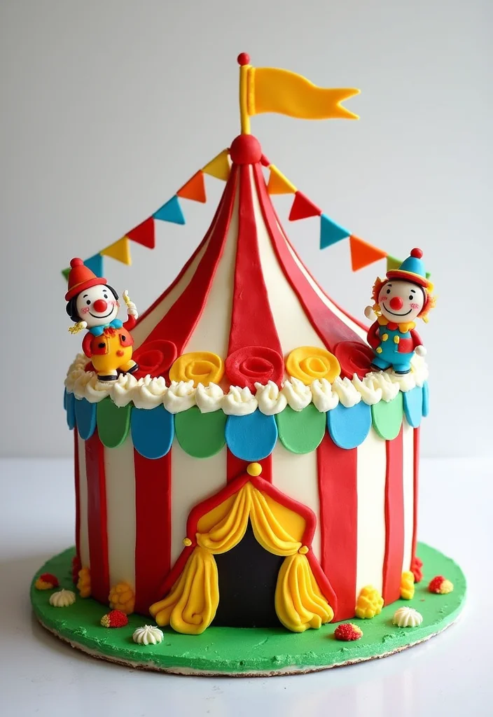 22 Kids Cake Designs That'll Be the Highlight of Their Birthday Party (Wait for #14!) - 13. Circus Big Top Cake
