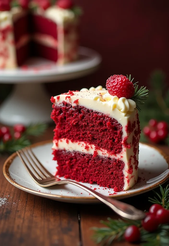 22 Unique Christmas Cake Ideas That Are Sure to Be the Talk of the Table! - 4. Red Velvet Cake with Cream Cheese Frosting