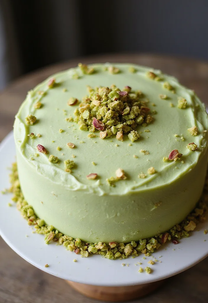 22 Unique Christmas Cake Ideas That Are Sure to Be the Talk of the Table! - 7. Pistachio Cake with Rose Water Frosting