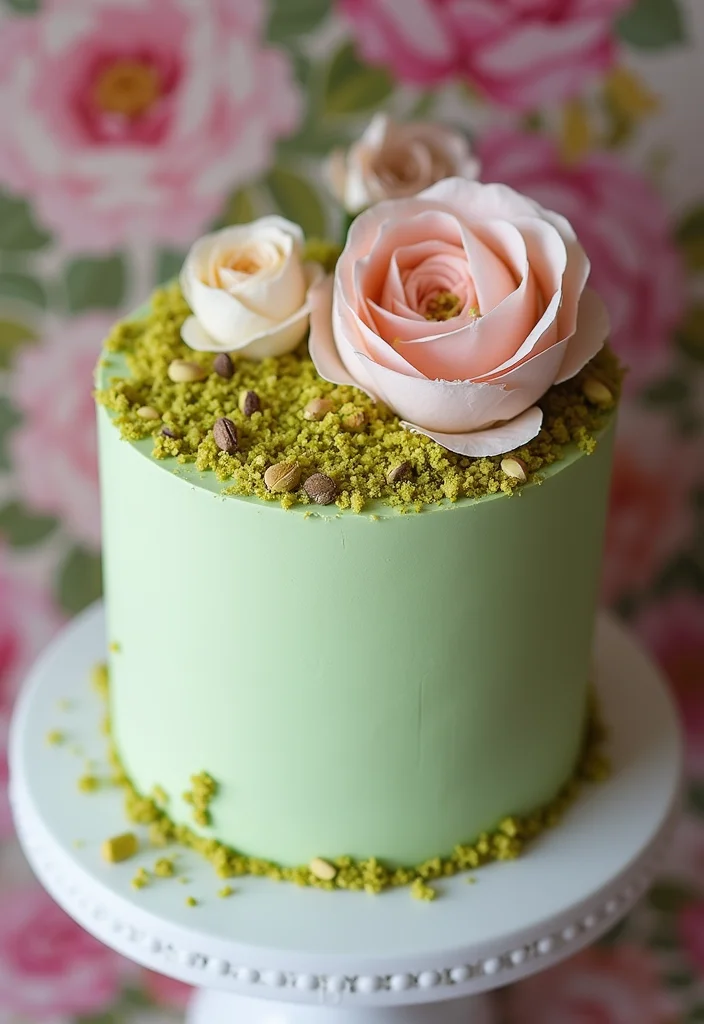25 40th Birthday Cake Ideas for Men That'll Make Him Feel Like a King (You Won't Believe #12!) - 21. Pistachio Rose Cake