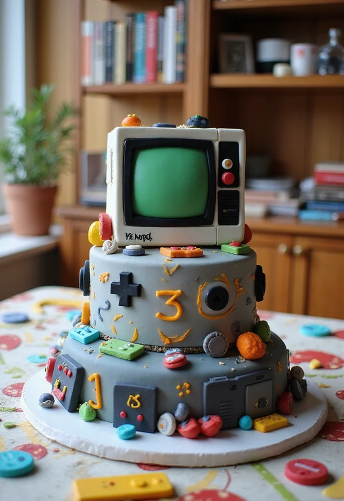 25 40th Birthday Cake Ideas for Men That'll Make Him Feel Like a King (You Won't Believe #12!) - 4. Retro Gaming Cake
