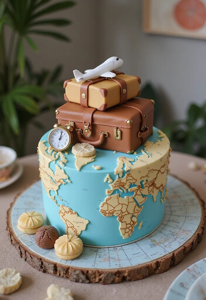 25 40th Birthday Cake Ideas for Men That'll Make Him Feel Like a King (You Won't Believe #12!) - 8. Travel Adventure Cake