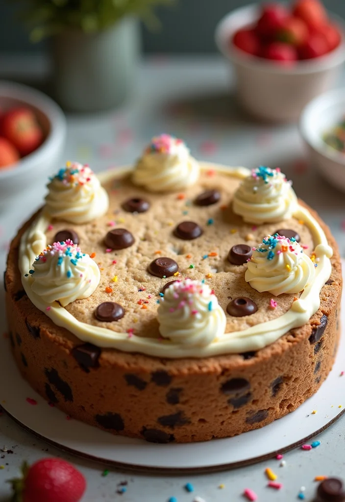 25 Delicious Cake Recipes to Make Your Girlfriend's Birthday Extra Special (Don't Miss #15!) - 18. Chocolate Chip Cookie Cake