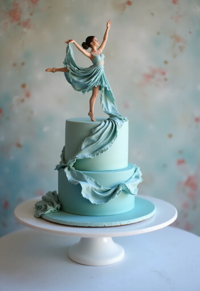 7 Custom Dancer Cakes That Are Sure to Impress and Delight! - 3. Graceful Contemporary Dancer Cake