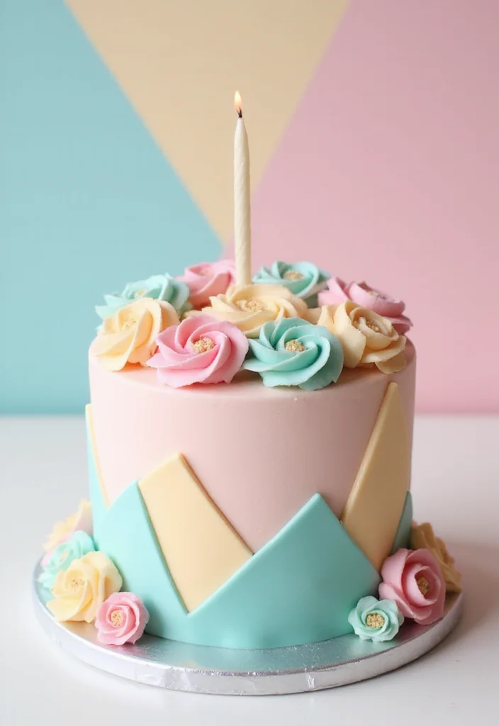 Explore 9 Artistic Minimalist Birthday Cakes for Women That Are Pure Visual Delight! - 1. The Geometric Delight