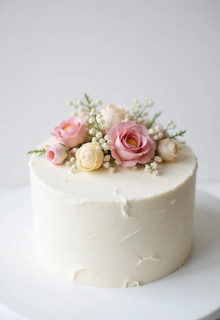 Explore 9 Artistic Minimalist Birthday Cakes for Women That Are Pure Visual Delight! - 2. The Floral Simplicity