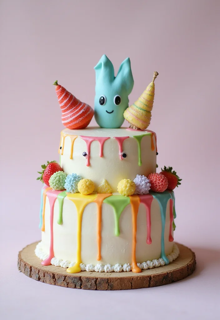 Explore 9 Artistic Minimalist Birthday Cakes for Women That Are Pure Visual Delight! - 9. The Whimsical Cake