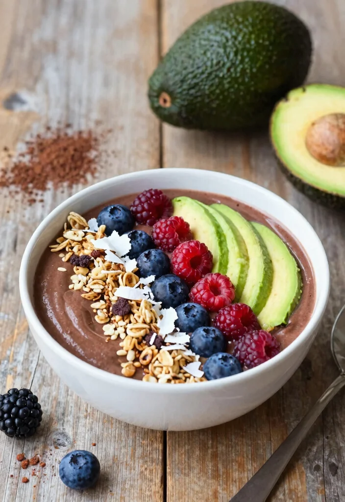 15 Avocado Pudding Chocolate Ideas: Healthy Creamy Desserts for Chocolate Lovers - 5. Avocado Chocolate Smoothie Bowl 1