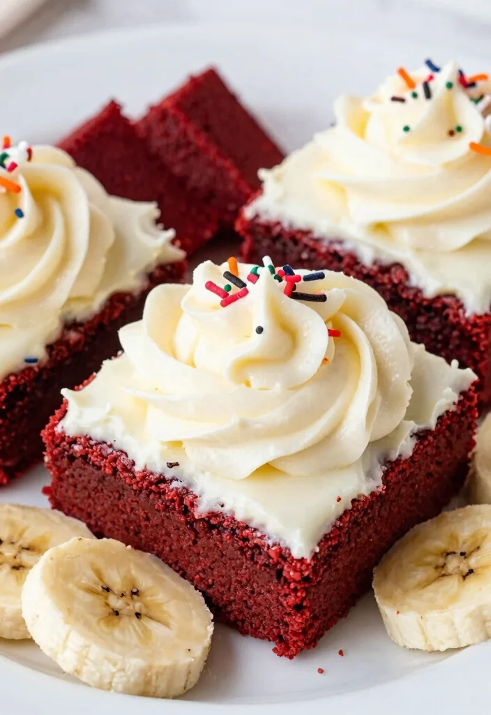 15 Banana Pudding Brownies Ideas: Fudgy Southern Fusion - 12. Red Velvet Banana Pudding Brownies 1