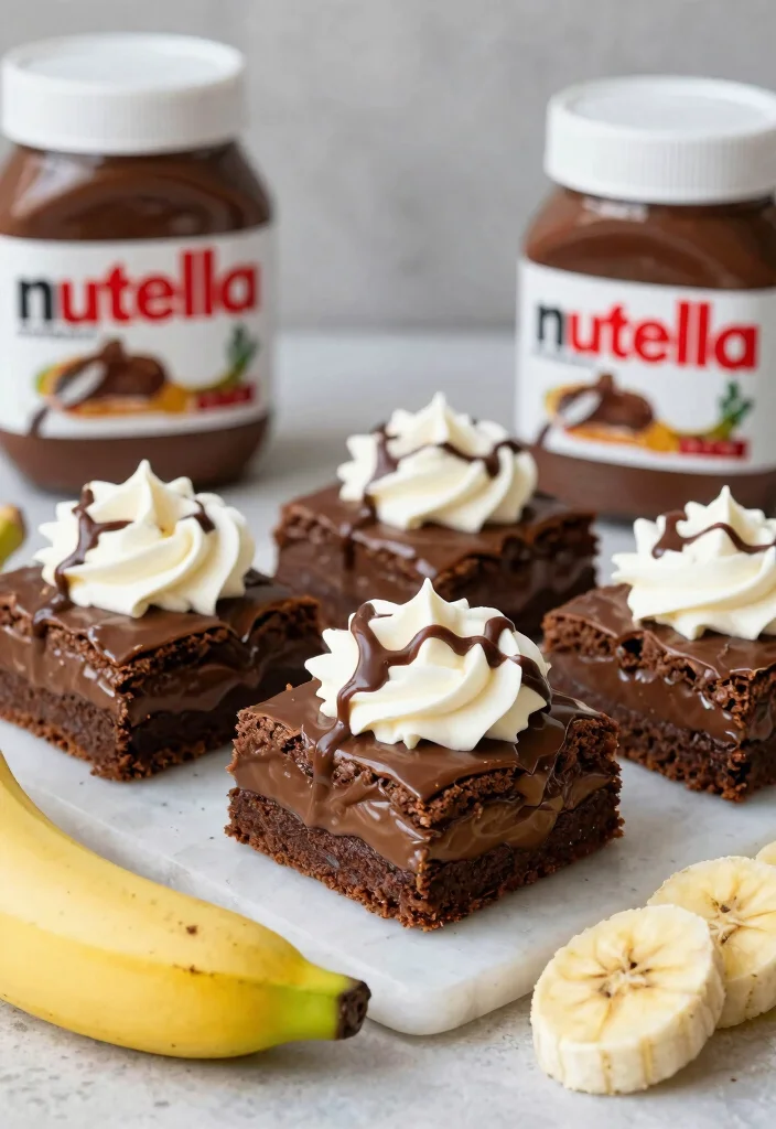 15 Banana Pudding Brownies Ideas: Fudgy Southern Fusion - 7. Nutella Banana Pudding Brownies 1