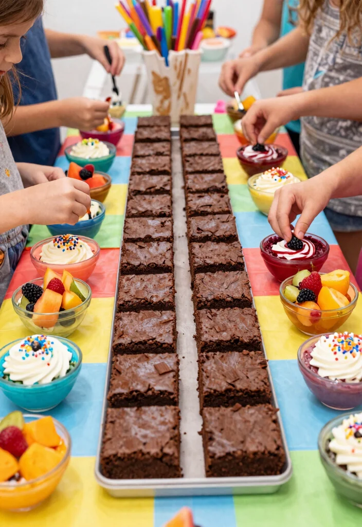 15 Brownie Bar Party Ideas: Dessert Table Inspiration - 15. Brownie Decorating Station 1