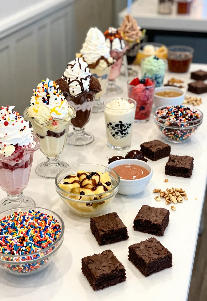 15 Brownie Bar Party Ideas: Dessert Table Inspiration - 5. Brownie Sundae Station 1