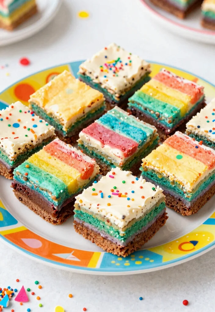 15 Brownie Bar Party Ideas: Dessert Table Inspiration - 7. Rainbow Brownies 1