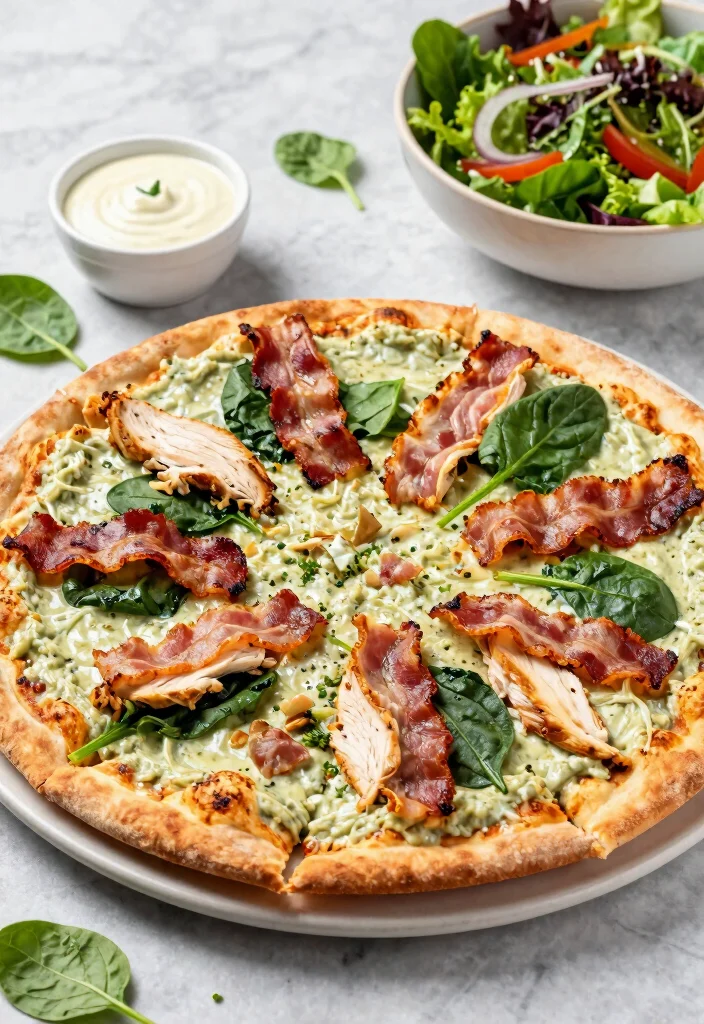 15 Chicken Bacon Ranch Pizza Ideas: Savory Crowd Favorites - 3. Spinach and Artichoke Chicken Bacon Ranch Pizza 1