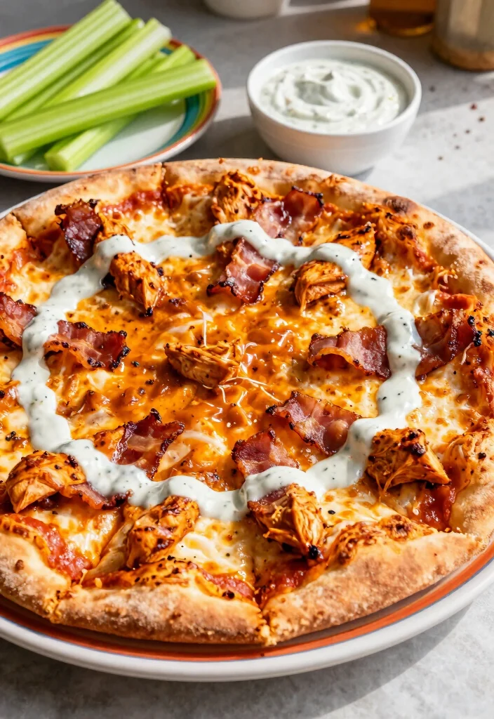 15 Chicken Bacon Ranch Pizza Ideas: Savory Crowd Favorites - 5. Buffalo Chicken Bacon Ranch Pizza 1