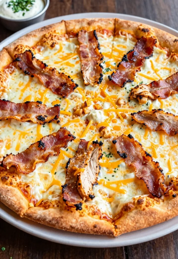 15 Chicken Bacon Ranch Pizza Ideas: Savory Crowd Favorites - 9. Cheesy Chicken Bacon Ranch Pizza with Garlic Sauce 1