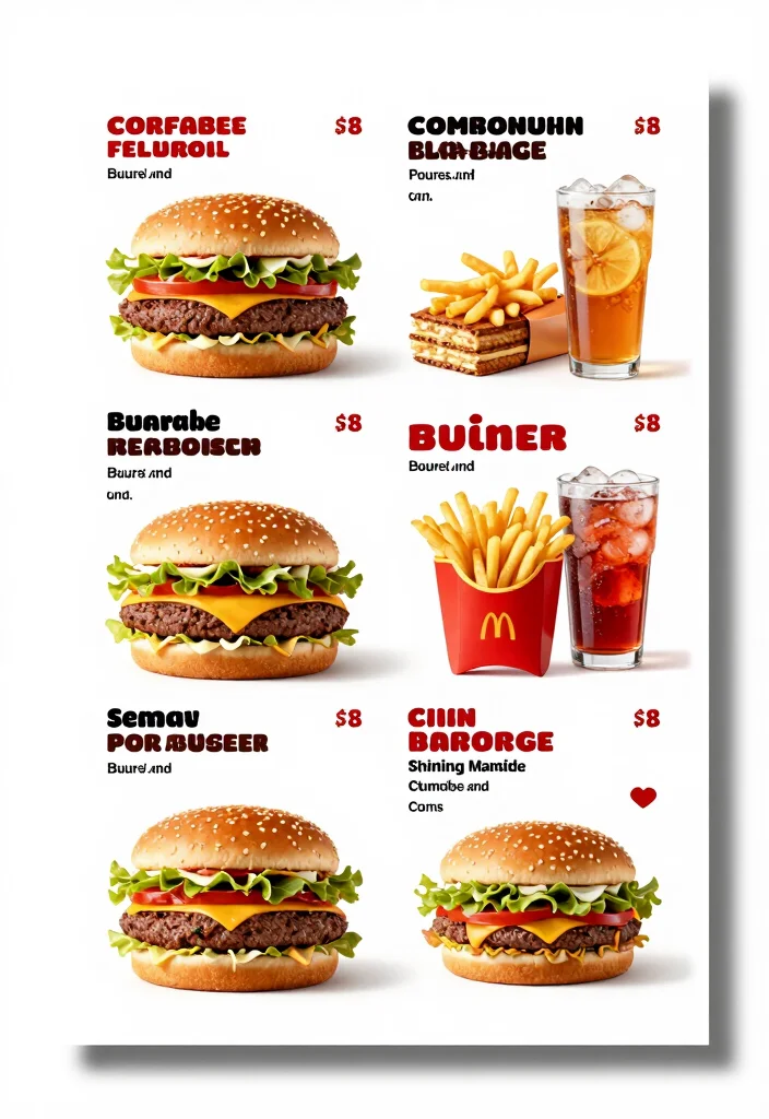 15 Hamburger Menu Design Ideas Retro Diner Style - 11. Fun Combo Meal Deals 1