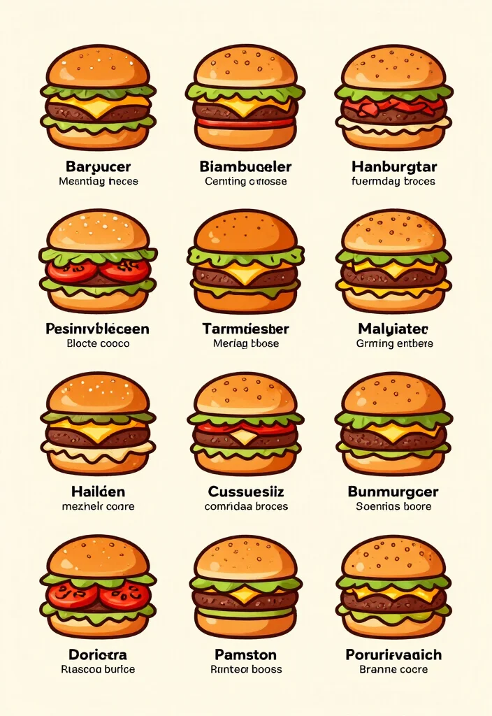 15 Hamburger Menu Design Ideas Retro Diner Style - 4. Illustrated Burger Icons 1