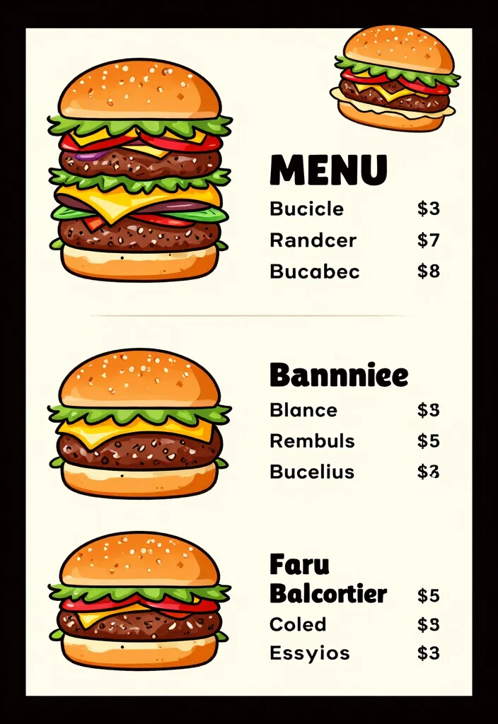 15 Hamburger Menu Design Ideas Retro Diner Style - 6. Classic Burger Graphics 1