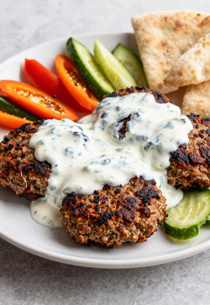 15 Hamburger Patties and Gravy Ideas: Classic Comfort Food - 15. Mediterranean Spiced Hamburger Patties with Yogurt Gravy 1