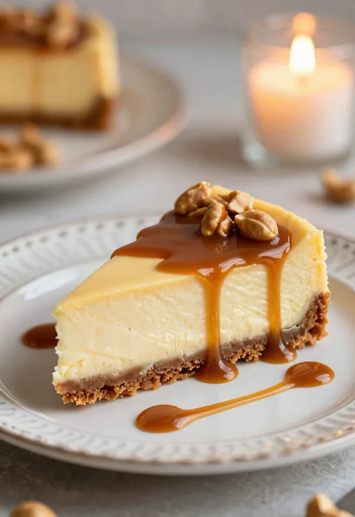 15 No Bake Peanut Butter Cheesecake Ideas: Rich Easy Treats - 14. No Bake Peanut Butter Cheesecake with Caramel Drizzle 1