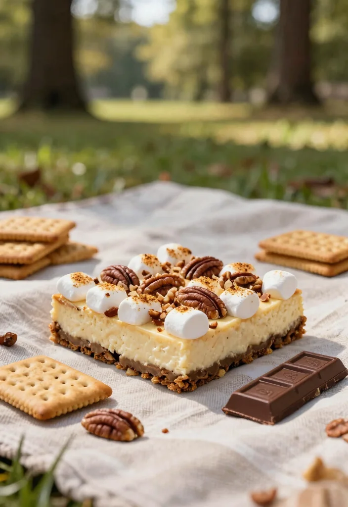 15 Pecan Cheesecake Bars Ideas Crunchy Creamy Layers - 11. S'mores Pecan Cheesecake Bars 1