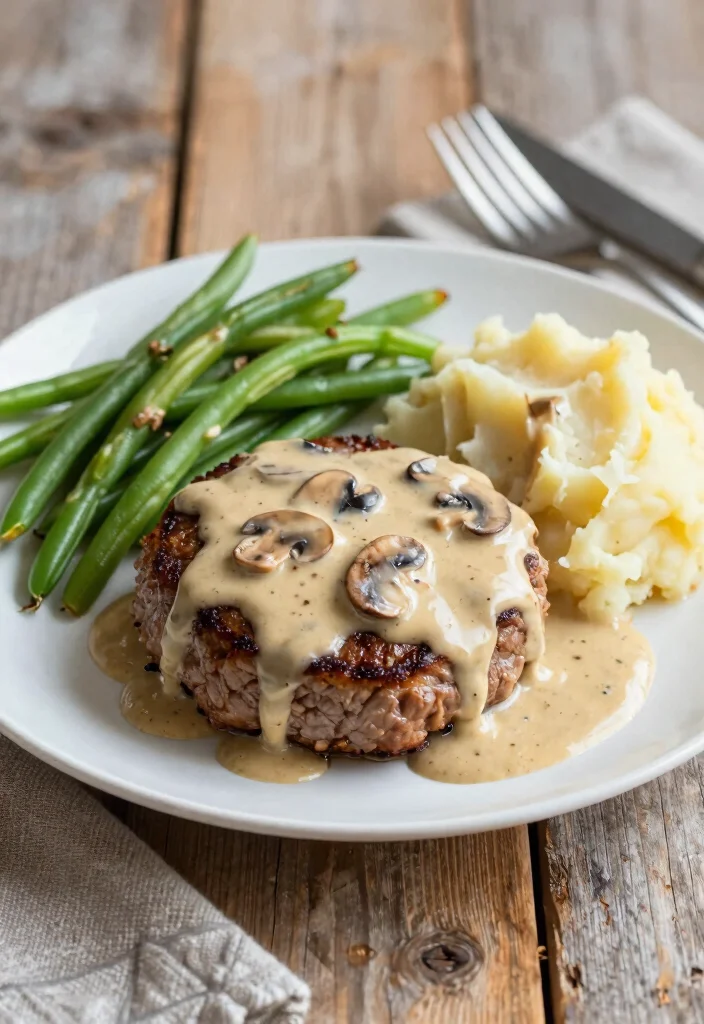 16 Baked Hamburger Steak Ideas: Savory Oven Classics - 1. Classic Baked Hamburger Steak with Gravy 1